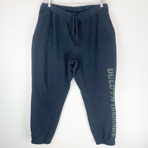 Duluth Trading Sweatpants Mens XLx30 Black Fleece Spellout Joggers Zipper - Picture 1 of 9